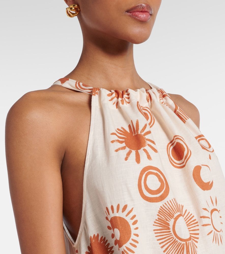 Vestido largo Ibiza de lino y algodón estampado - Asceno - Modalova