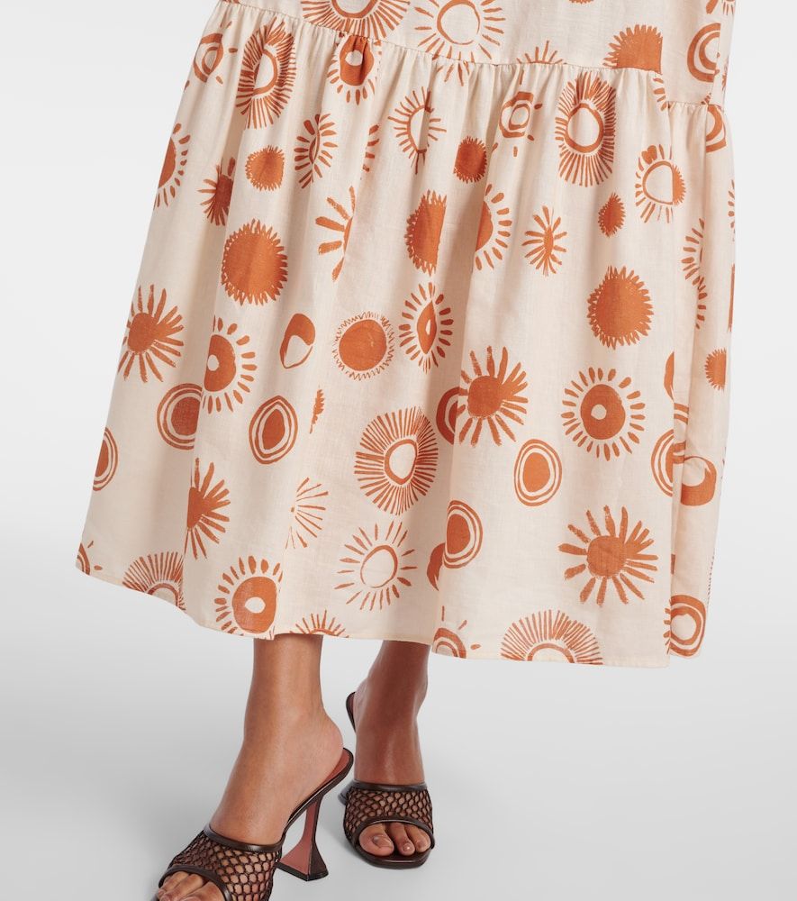 Vestido largo Ibiza de lino y algodón estampado - Asceno - Modalova