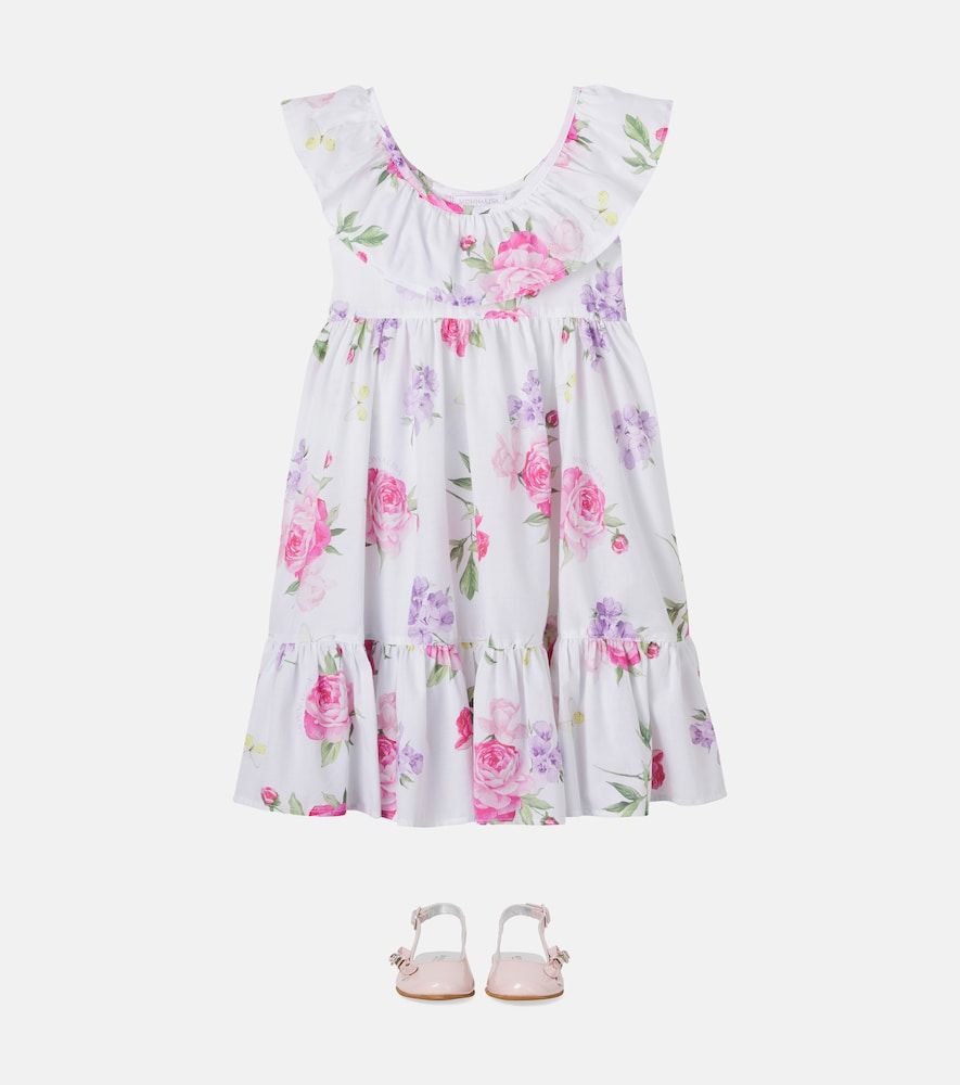 Vestido de algodón floral a capas - Monnalisa - Modalova