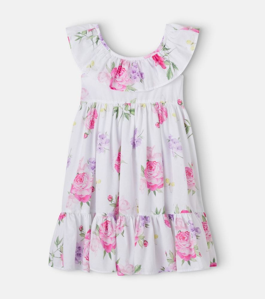 Vestido de algodón floral a capas - Monnalisa - Modalova