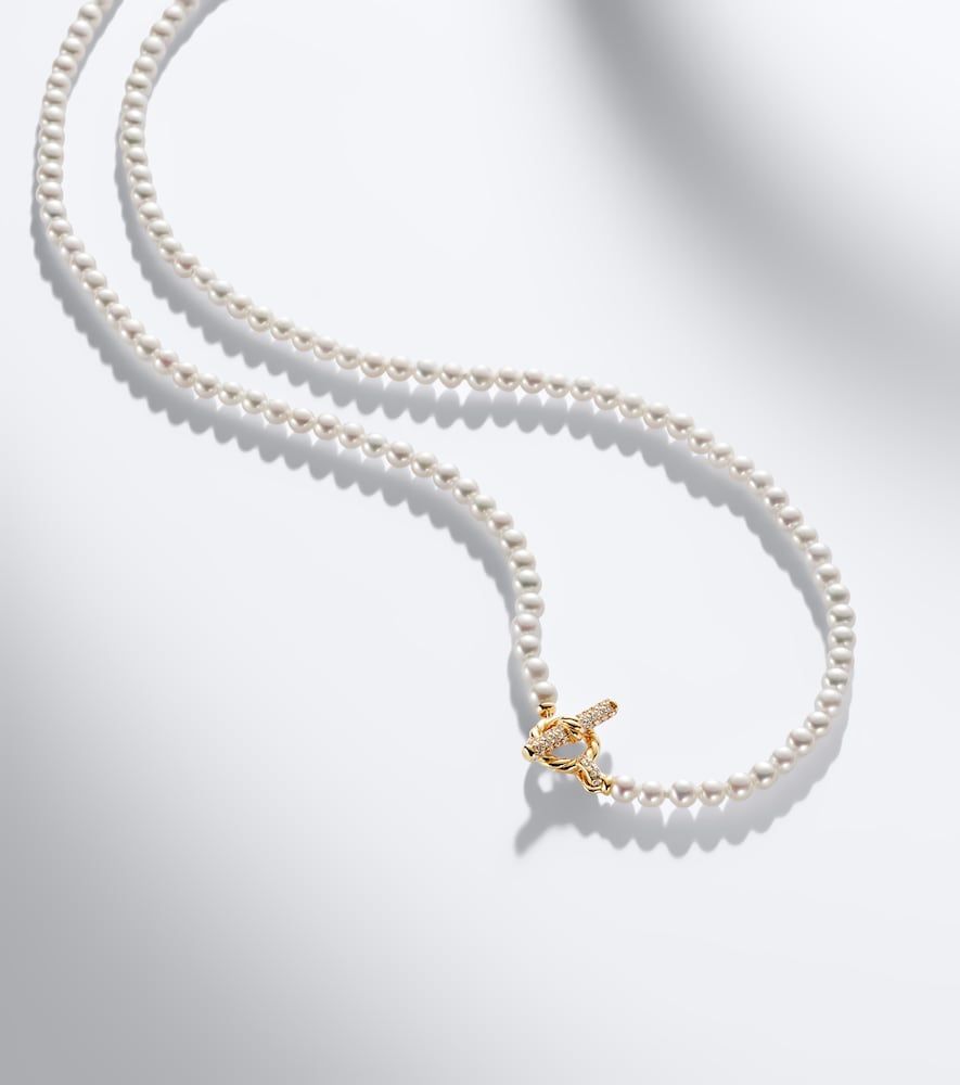 Collar Pearl Classics Petite de oro de 18 ct con perlas de agua dulce y diamantes - David Yurman - Modalova