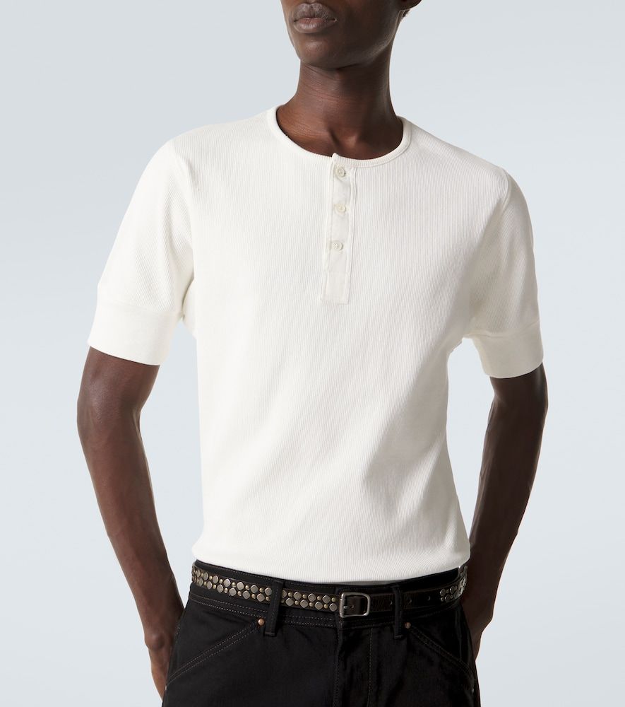 Camiseta con botones de jersey de algodón y lino - Lemaire - Modalova