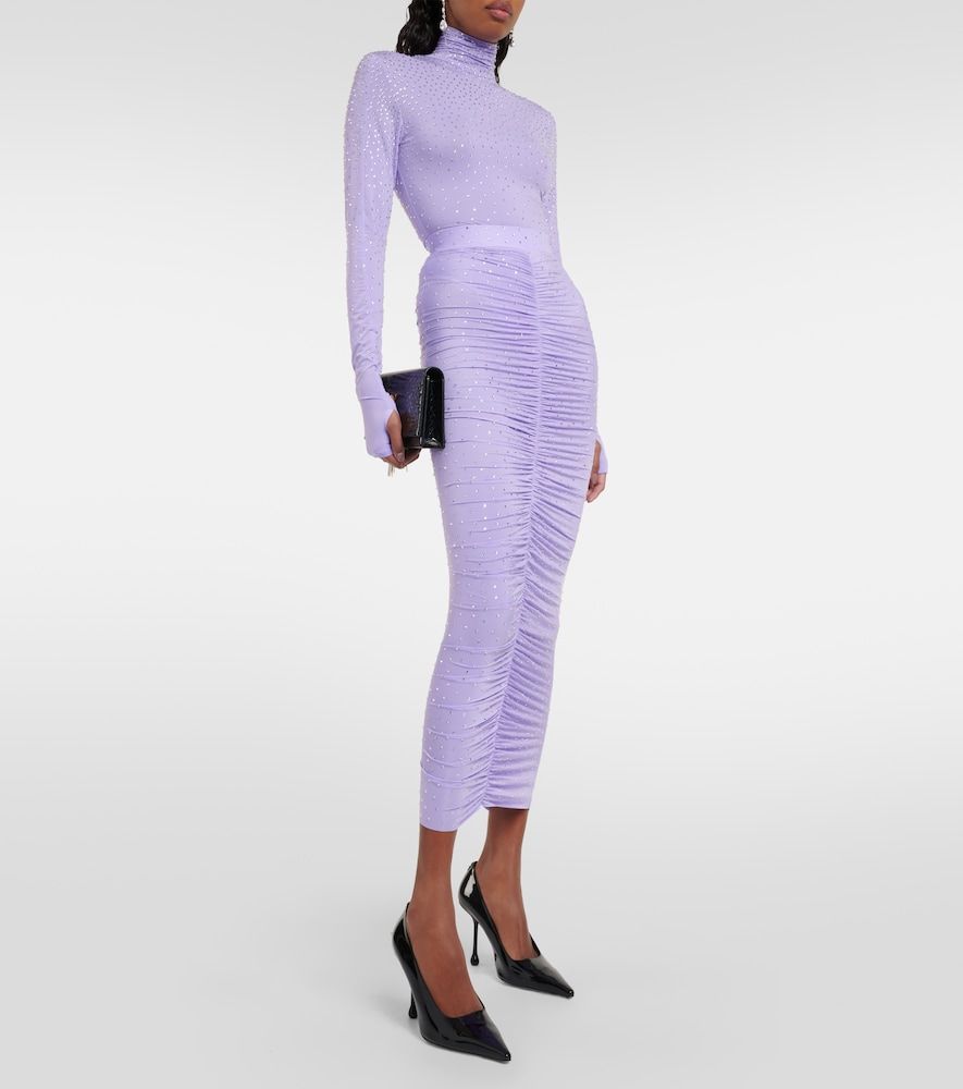 Crystal-embellished ruched midi skirt - Alex Perry - Modalova