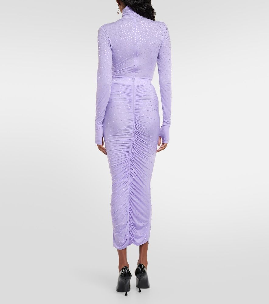 Crystal-embellished ruched midi skirt - Alex Perry - Modalova