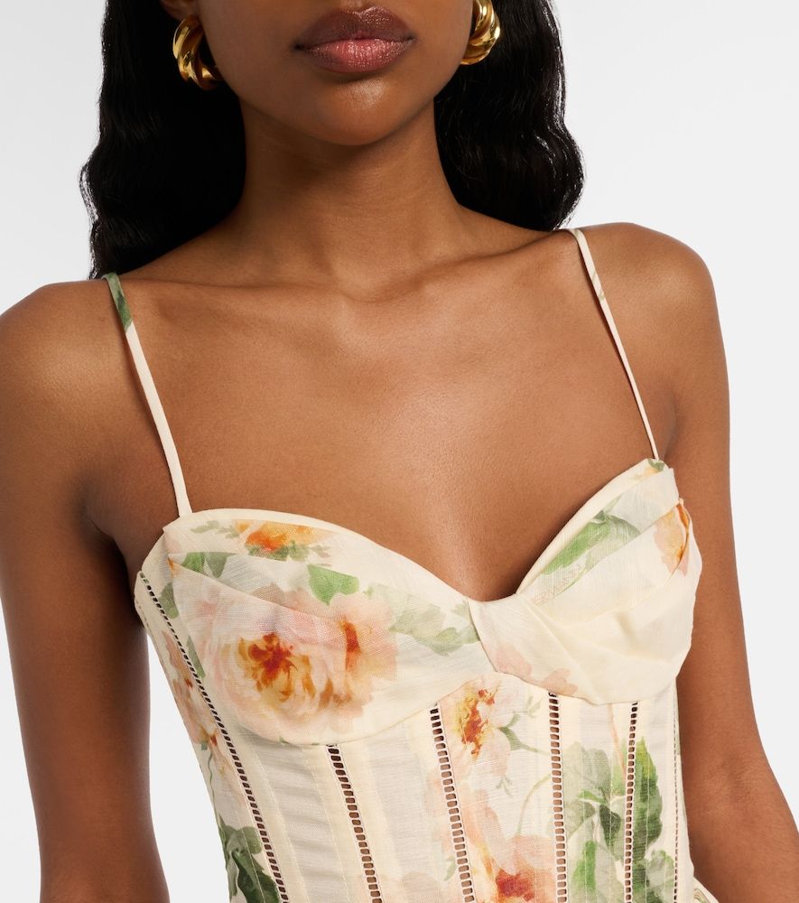 Vestido bustier Carousel de lino y seda floral - Zimmermann - Modalova