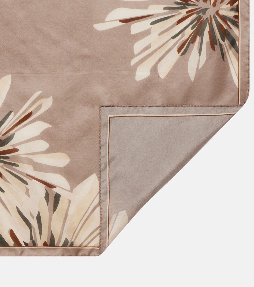 Sciarpa in twill di seta con stampa floreale - Brunello Cucinelli - Modalova