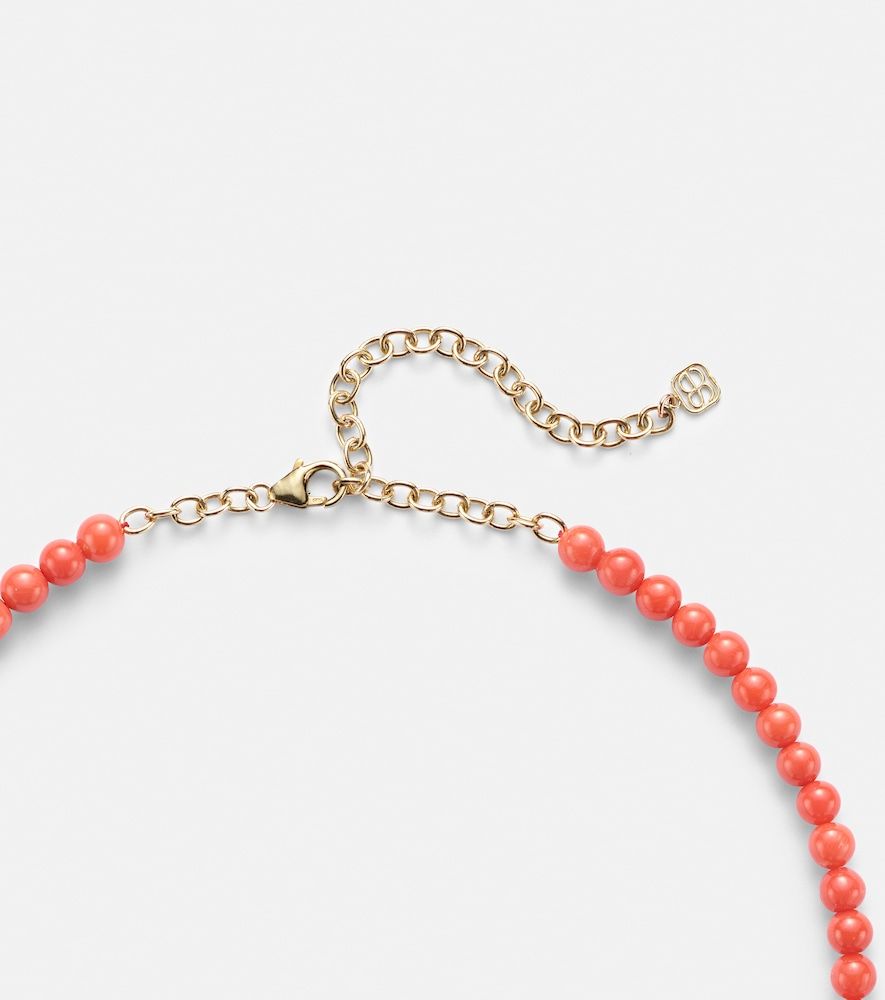 Collar Evil Eye con cuentas de coral y oro de 14 ct con diamantes - Sydney Evan - Modalova