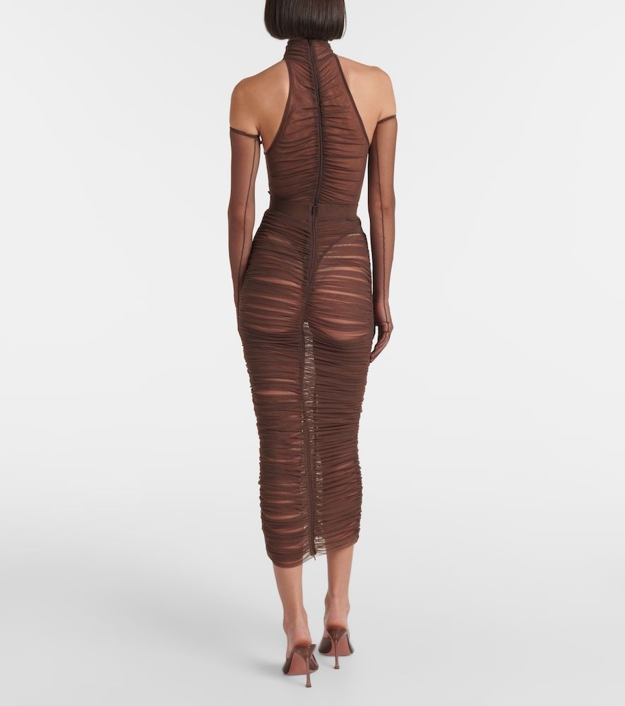 Alex Perry Ruched mesh midi skirt - Alex Perry - Modalova
