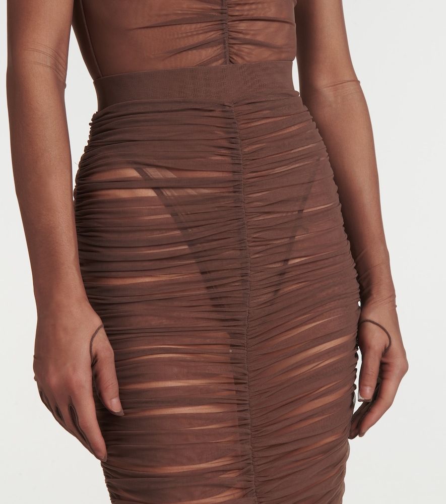 Alex Perry Ruched mesh midi skirt - Alex Perry - Modalova
