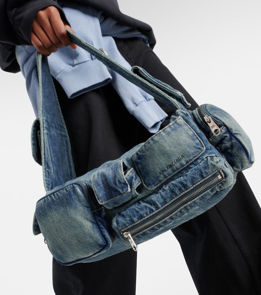 Borsa a tracolla Superbusy Small in denim - Balenciaga - Modalova