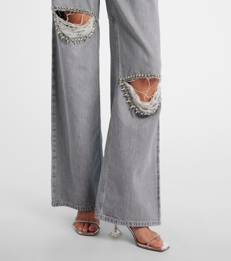 Distressed embellished wide-leg jeans - Area - Modalova