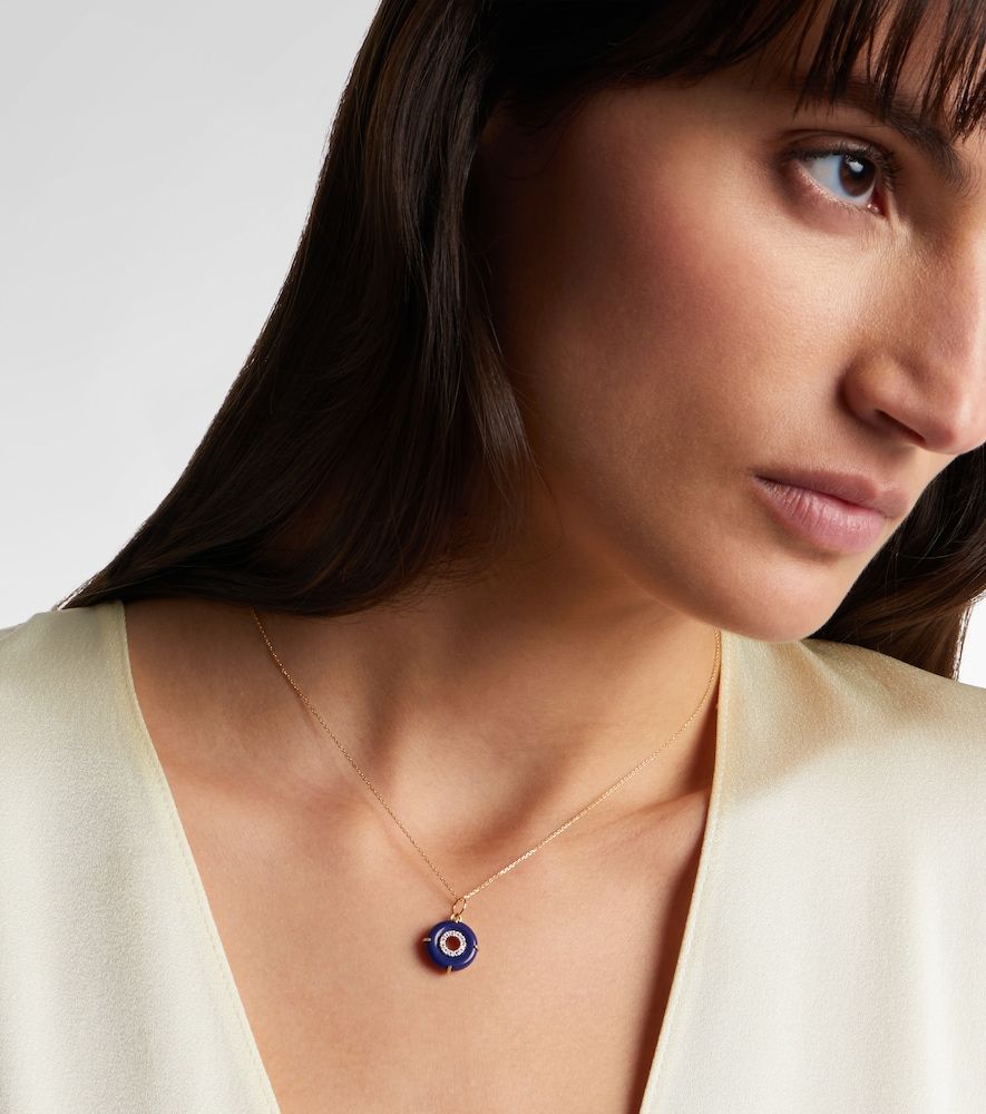 Collar con colgante de oro de 14 ct con lapislázuli y diamantes - Mateo - Modalova