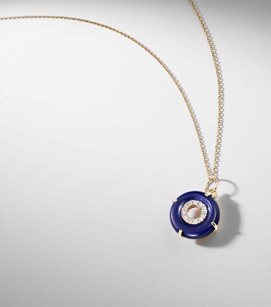 Collar con colgante de oro de 14 ct con lapislázuli y diamantes - Mateo - Modalova