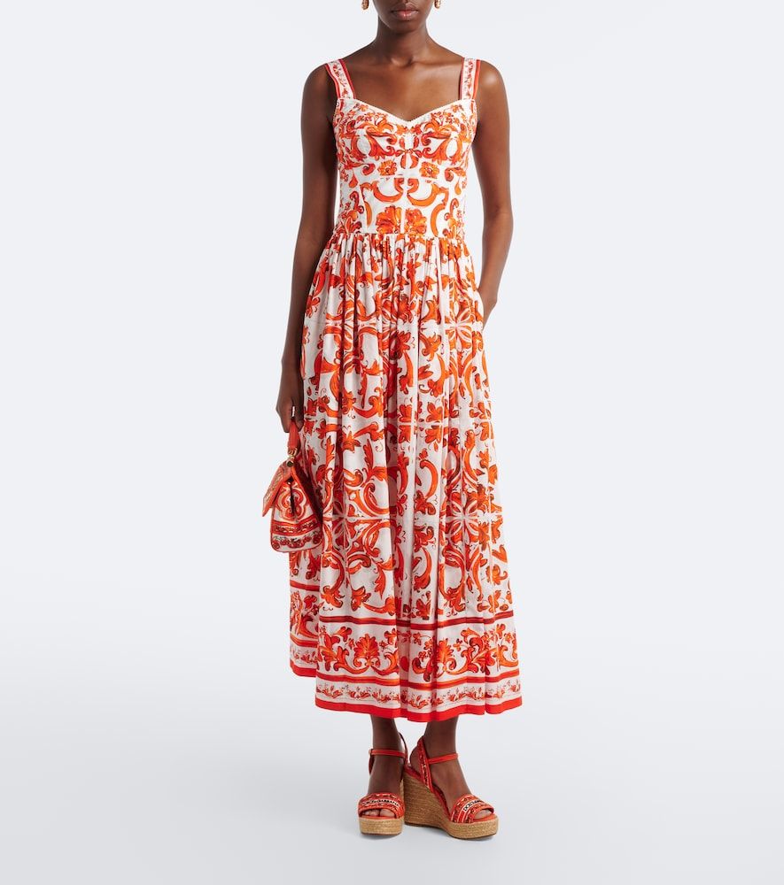 Vestido largo Majolica de popelín de algodón - Dolce&Gabbana - Modalova