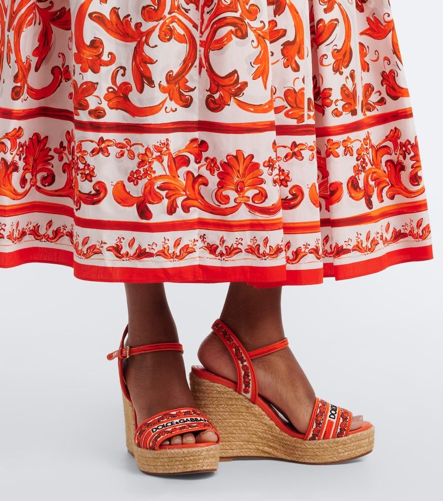 Vestido largo Majolica de popelín de algodón - Dolce&Gabbana - Modalova