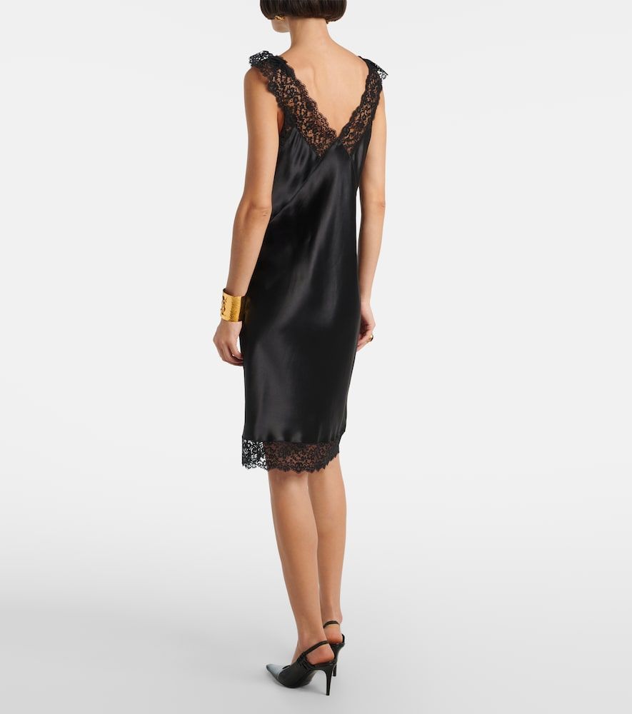 Abito sottoveste in raso di seta con pizzo - Saint Laurent - Modalova