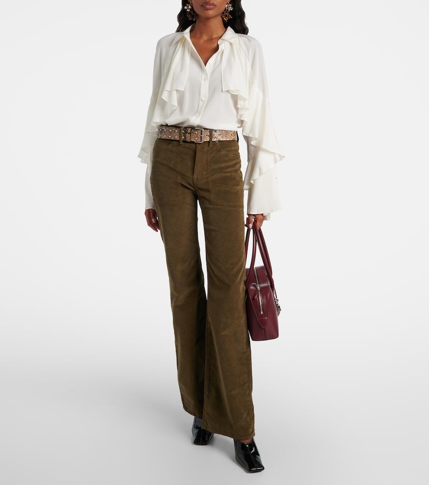 Pantalones anchos de pana de algodón de tiro alto - Veronica Beard - Modalova