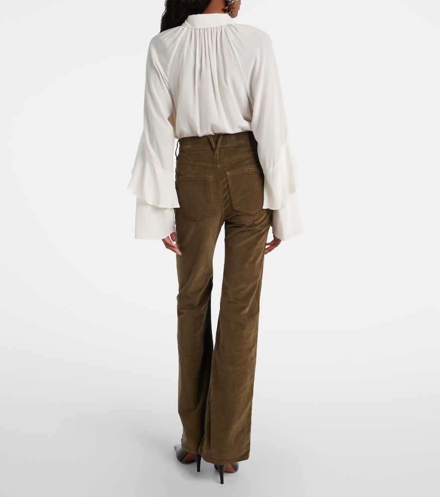 Pantalones anchos de pana de algodón de tiro alto - Veronica Beard - Modalova