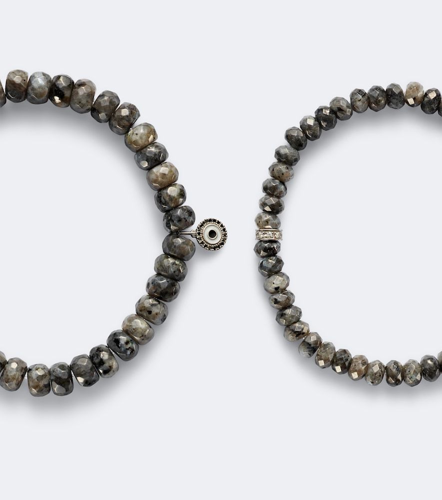 Set de 2 pulseras de oro blanco de 14 ct con diamantes y piedras de luna - Sydney Evan - Modalova