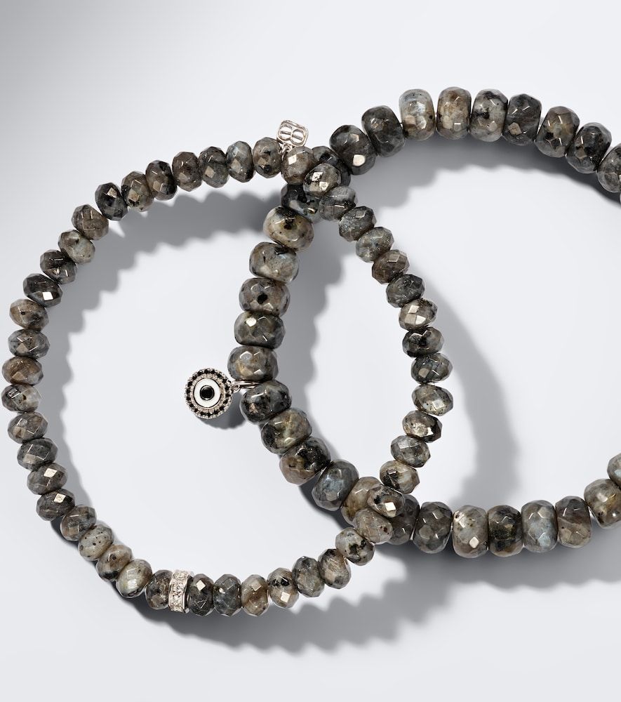 Set de 2 pulseras de oro blanco de 14 ct con diamantes y piedras de luna - Sydney Evan - Modalova