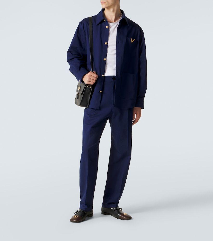 Pantalones rectos de gabardina de algodón - Valentino - Modalova