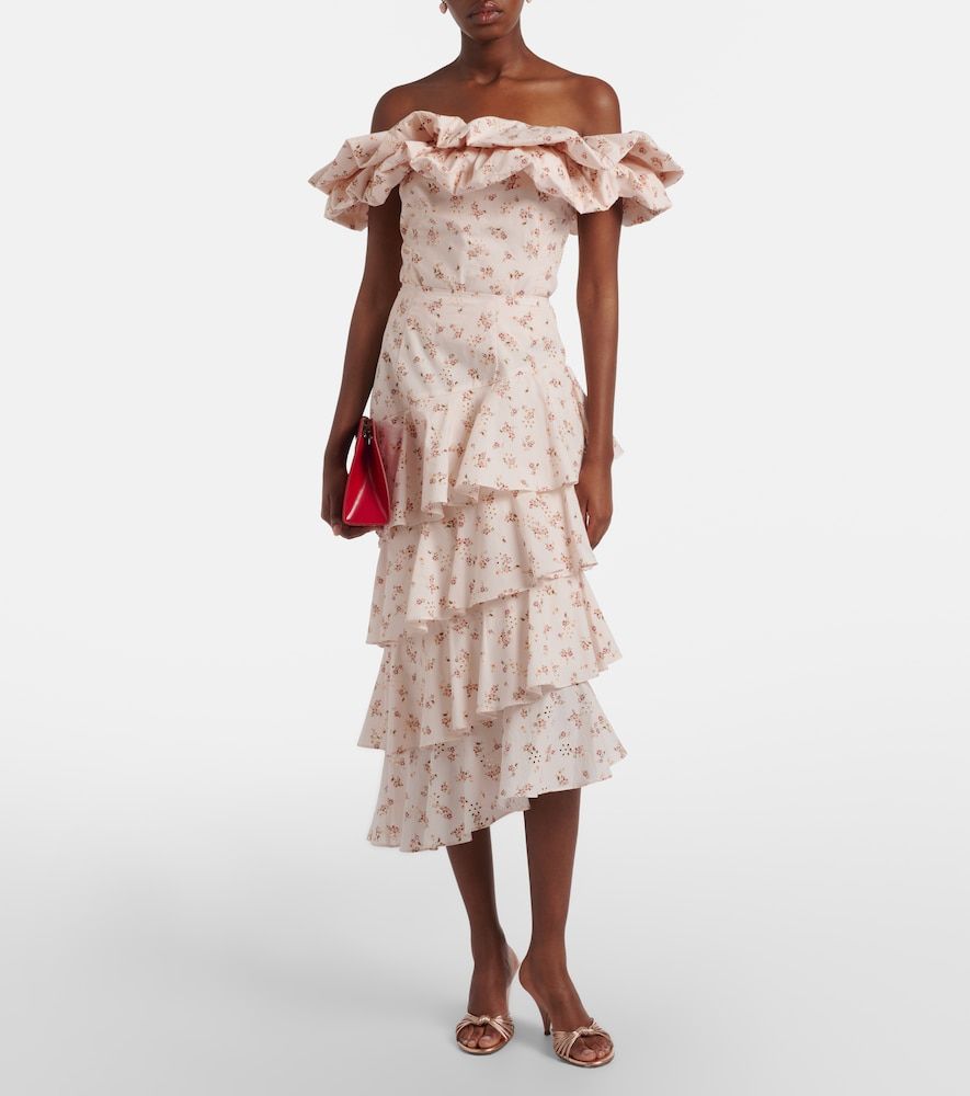 Laura floral tiered cotton midi skirt - Markarian - Modalova