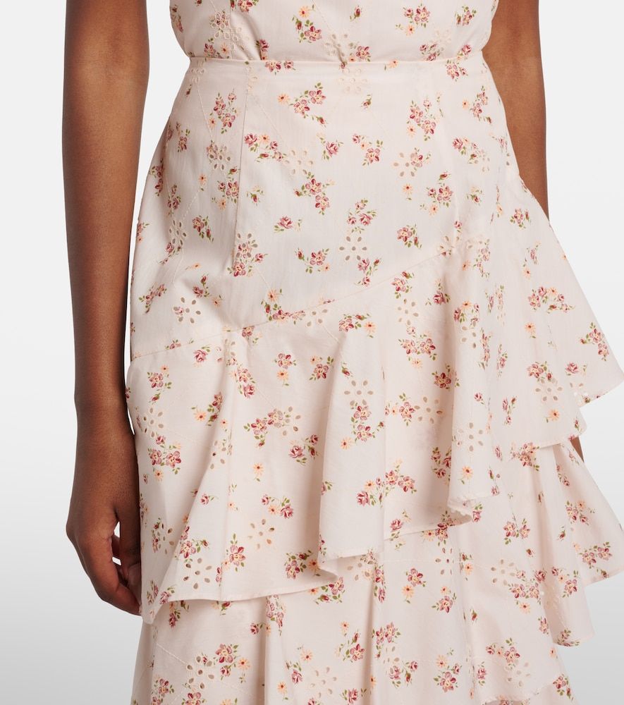 Laura floral tiered cotton midi skirt - Markarian - Modalova