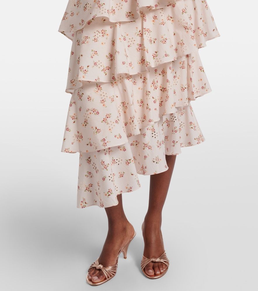Laura floral tiered cotton midi skirt - Markarian - Modalova