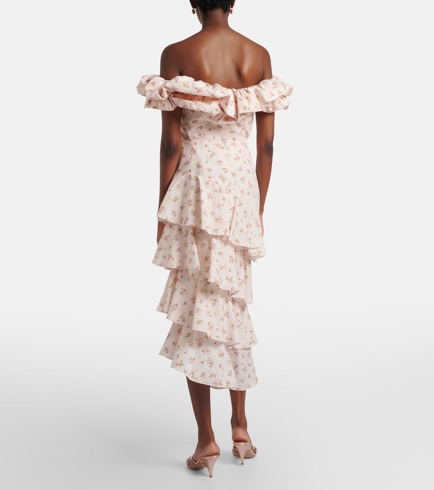 Laura floral tiered cotton midi skirt - Markarian - Modalova