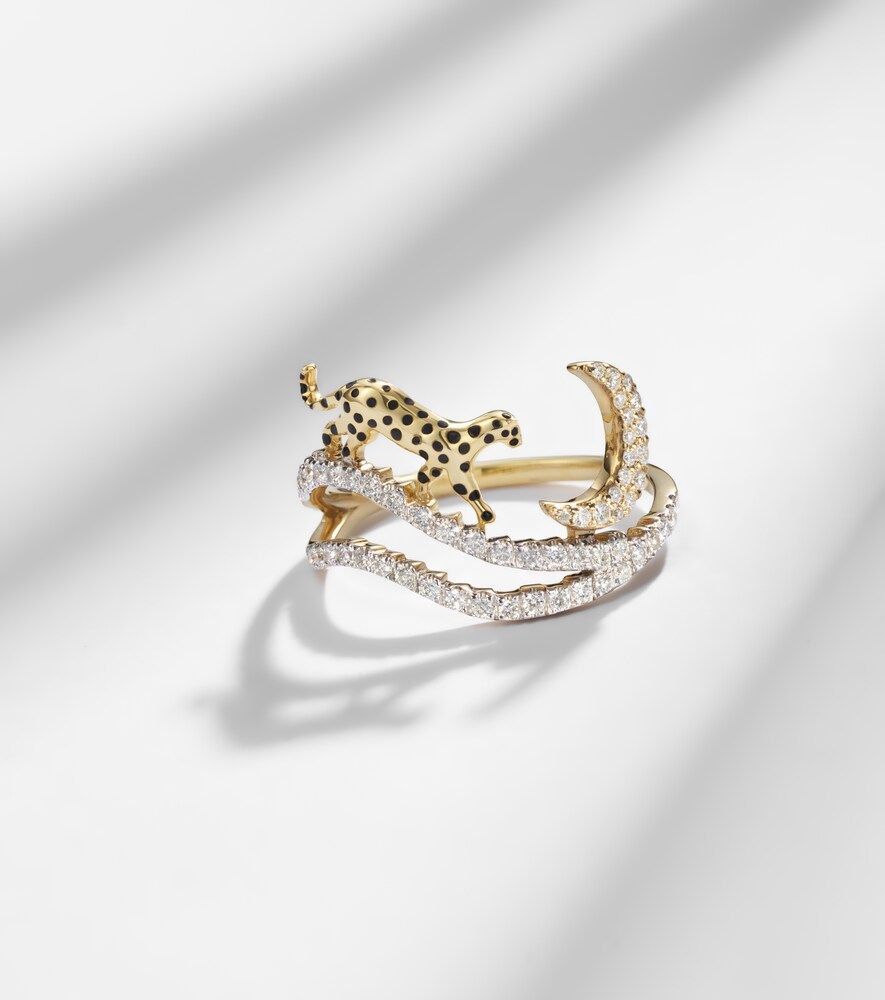 Reves Etoiles 9kt and enamel ring with diamonds - Yvonne Leon - Modalova