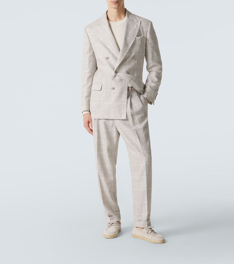 Prince of Wales check linen-blend suit - Brunello Cucinelli - Modalova