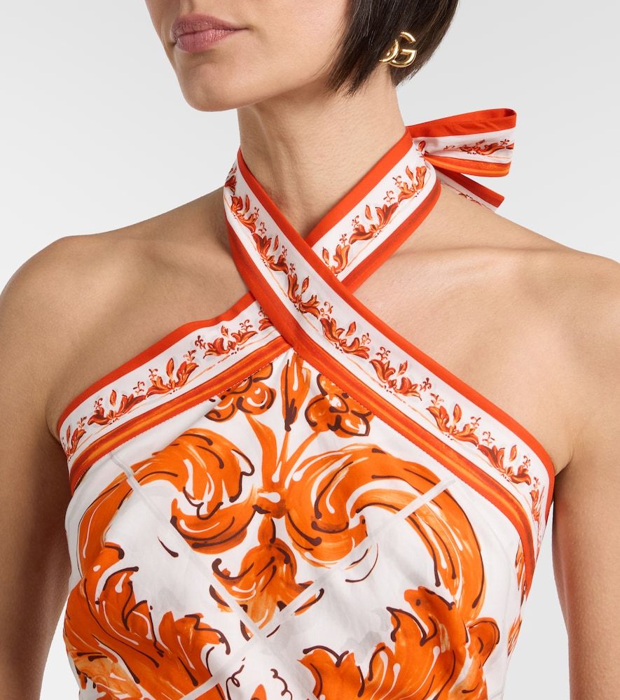 Vestido corto Majolica de popelín de algodón - Dolce&Gabbana - Modalova