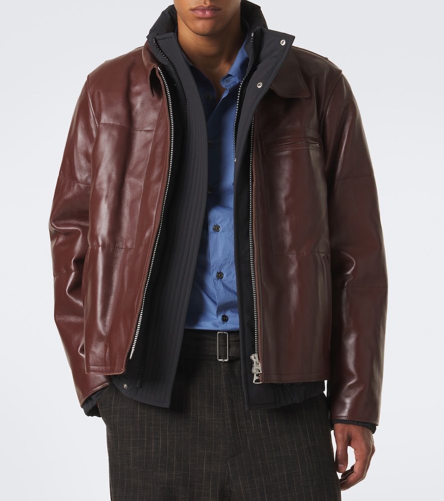 Sacai Layered leather down jacket - Sacai - Modalova