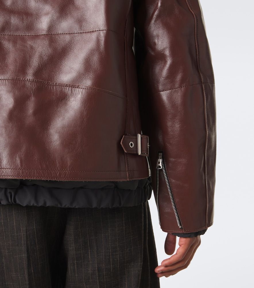 Sacai Layered leather down jacket - Sacai - Modalova