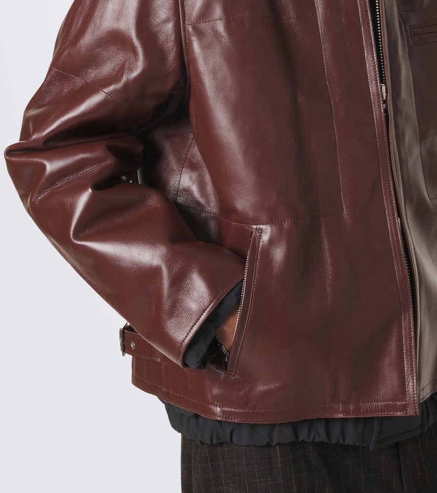 Sacai Layered leather down jacket - Sacai - Modalova