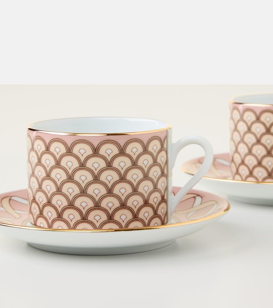 Set de 2 tazas de té y platillos Impero de porcelana - La DoubleJ - Modalova