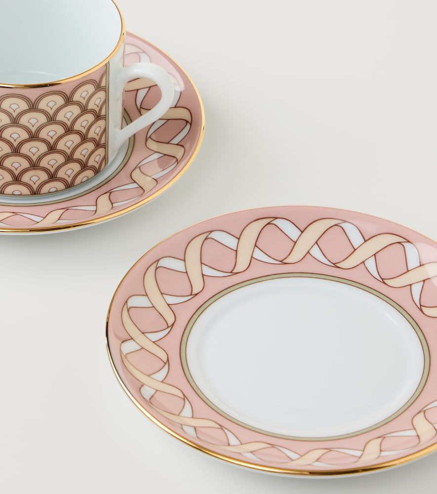 Set de 2 tazas de té y platillos Impero de porcelana - La DoubleJ - Modalova