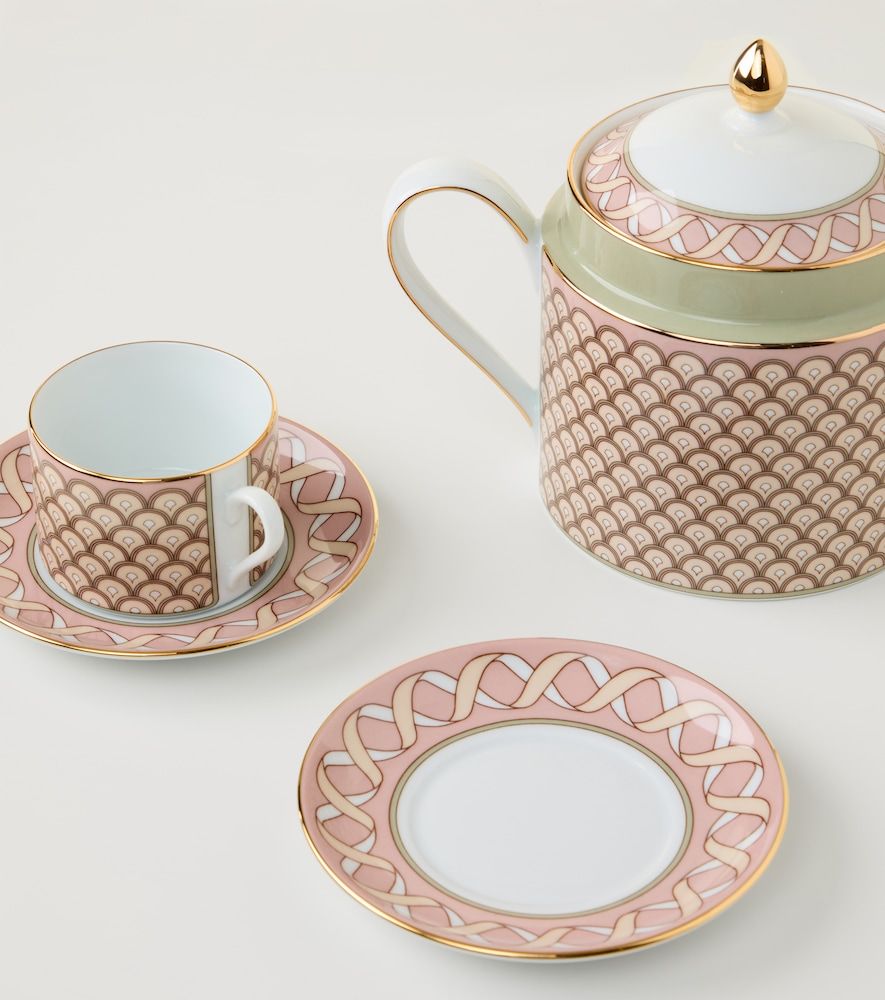 Set de 2 tazas de té y platillos Impero de porcelana - La DoubleJ - Modalova
