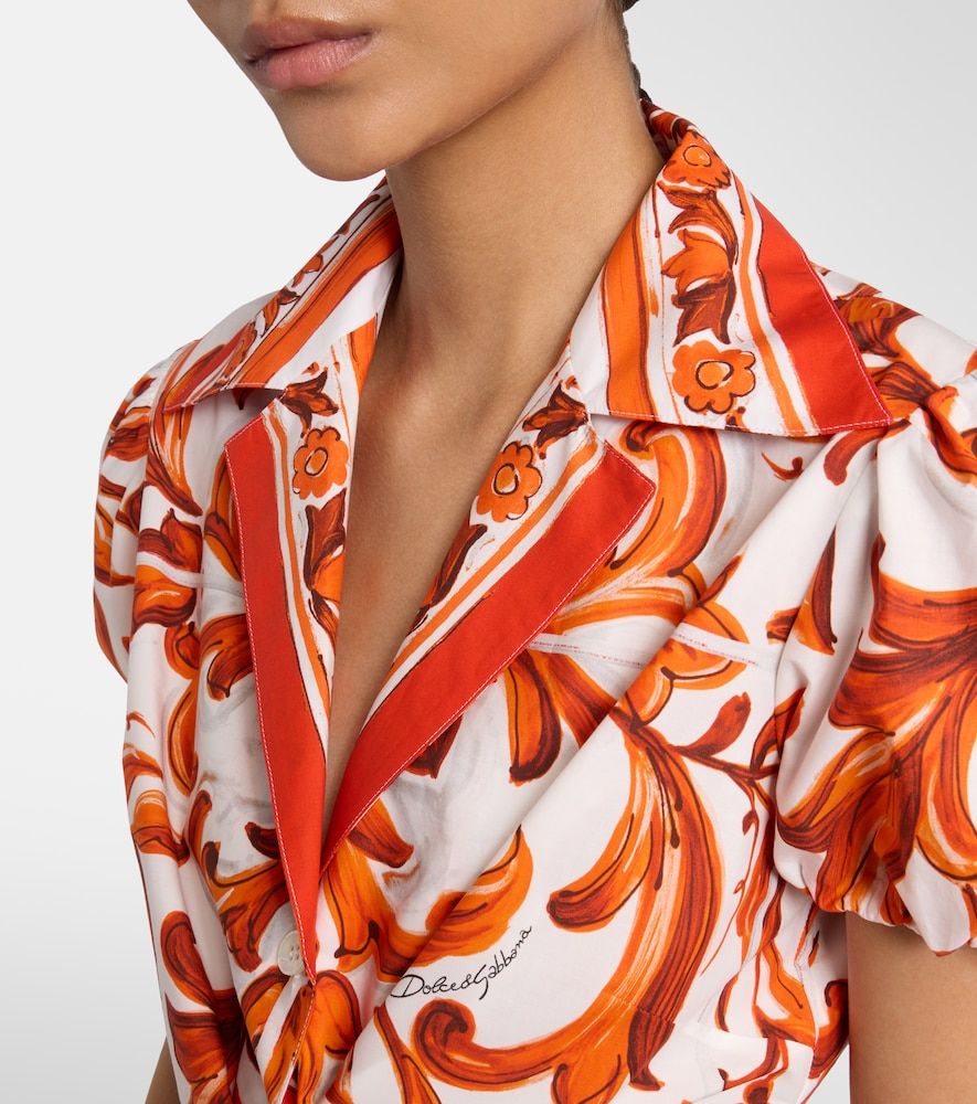 Blusa cropped Majolica de popelín de algodón - Dolce&Gabbana - Modalova