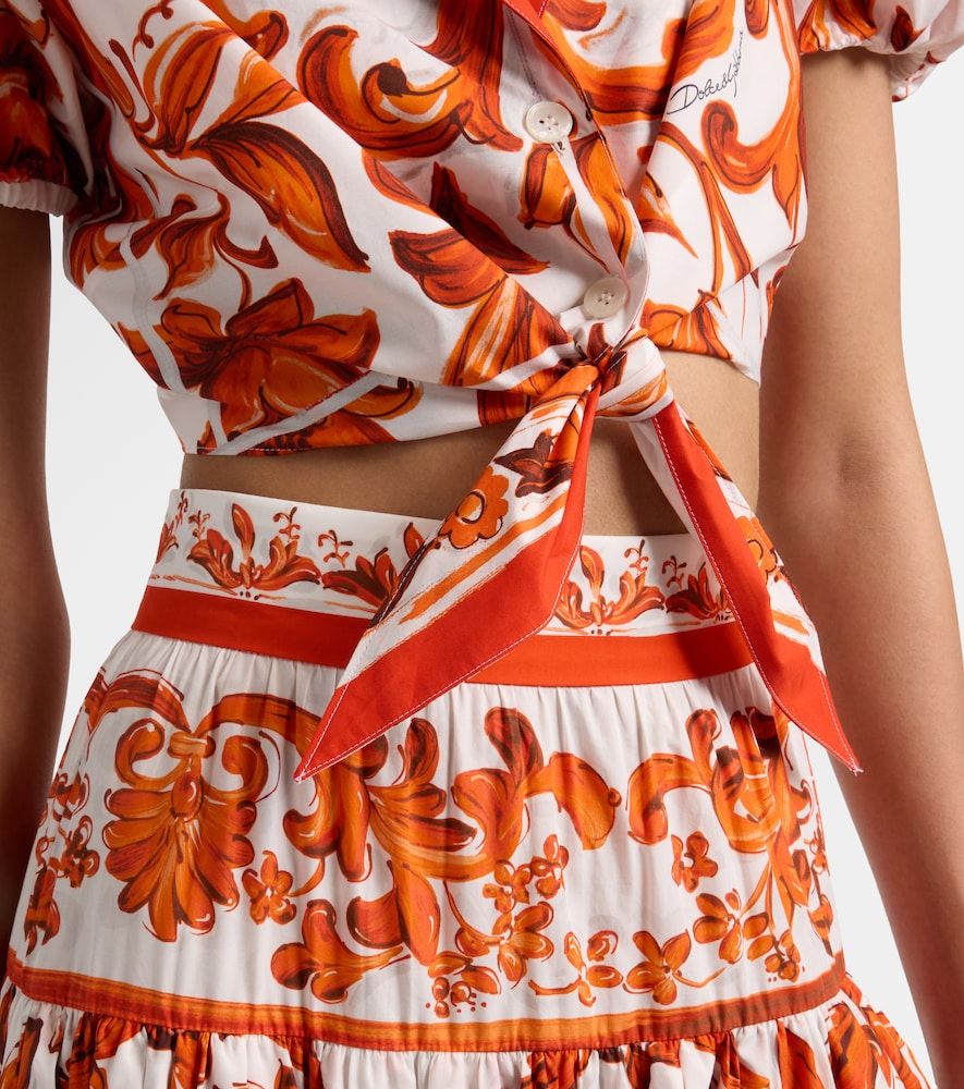 Blusa cropped Majolica de popelín de algodón - Dolce&Gabbana - Modalova