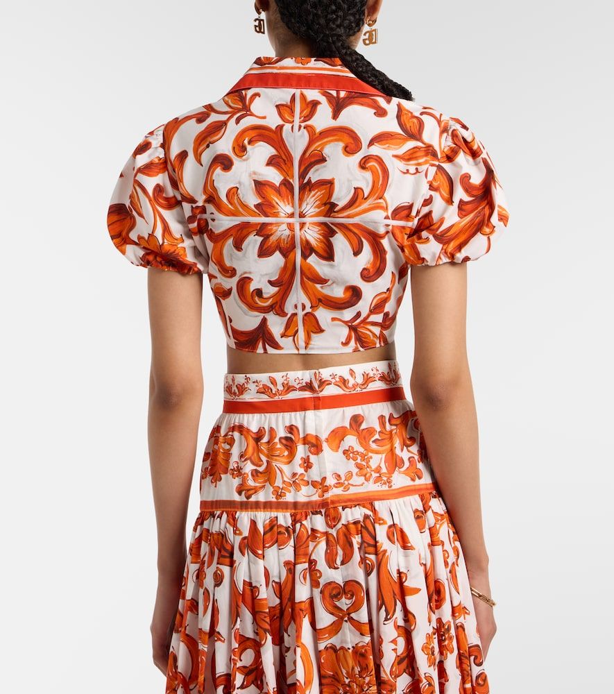 Blusa cropped Majolica de popelín de algodón - Dolce&Gabbana - Modalova