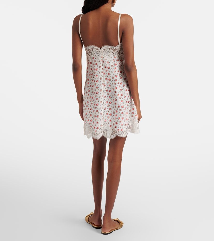 Abito sottoveste in misto seta e cotone con pizzo - Dolce&Gabbana - Modalova
