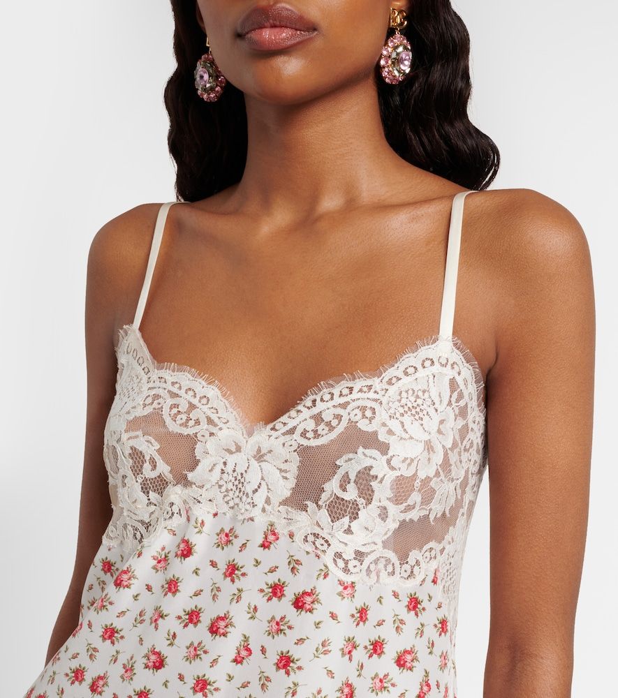 Abito sottoveste in misto seta e cotone con pizzo - Dolce&Gabbana - Modalova
