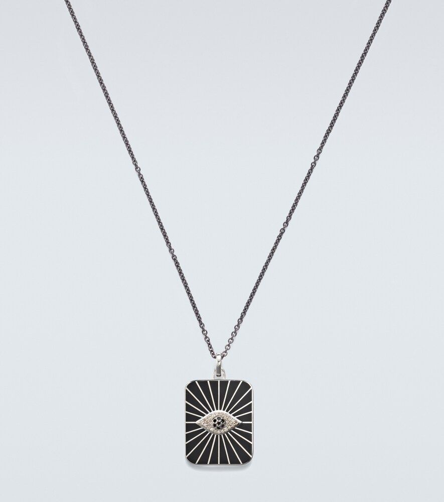 Collar con colgante Evil Eye de plata de ley (925/1000) con diamantes - Ileana Makri - Modalova