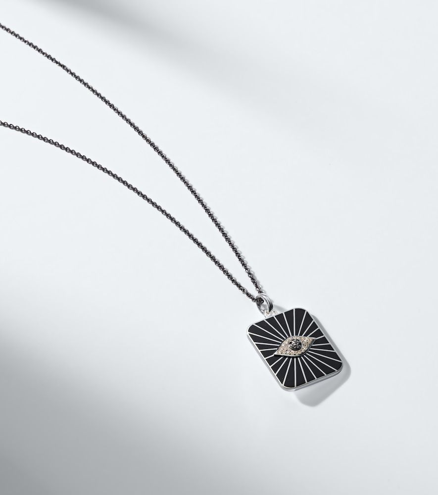 Collar con colgante Evil Eye de plata de ley (925/1000) con diamantes - Ileana Makri - Modalova