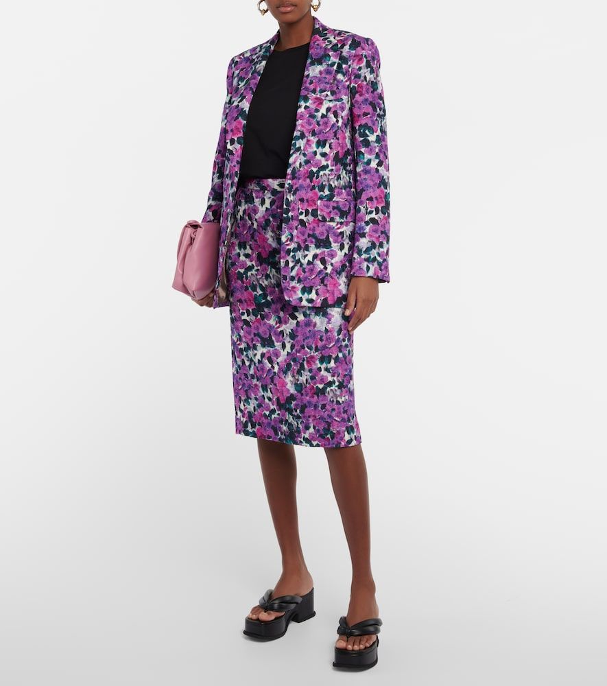 Falda midi floral con efecto cocodrilo - Dries Van Noten - Modalova
