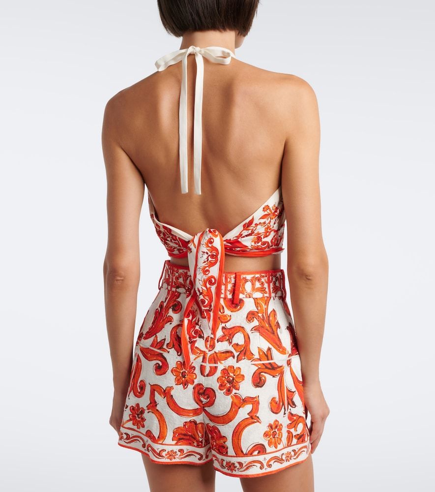 Crop top Majolica en mezcla de seda - Dolce&Gabbana - Modalova