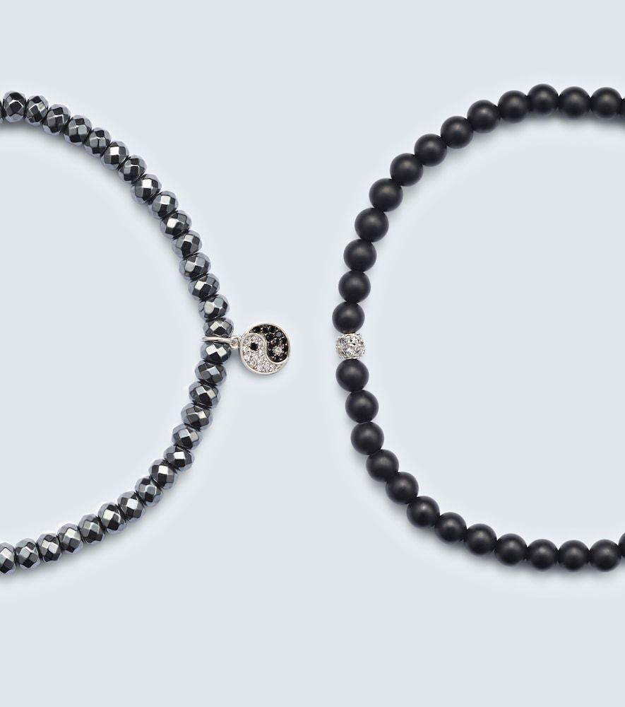 Set de 2 pulseras de oro blanco de 14 ct con diamantes y piedras - Sydney Evan - Modalova