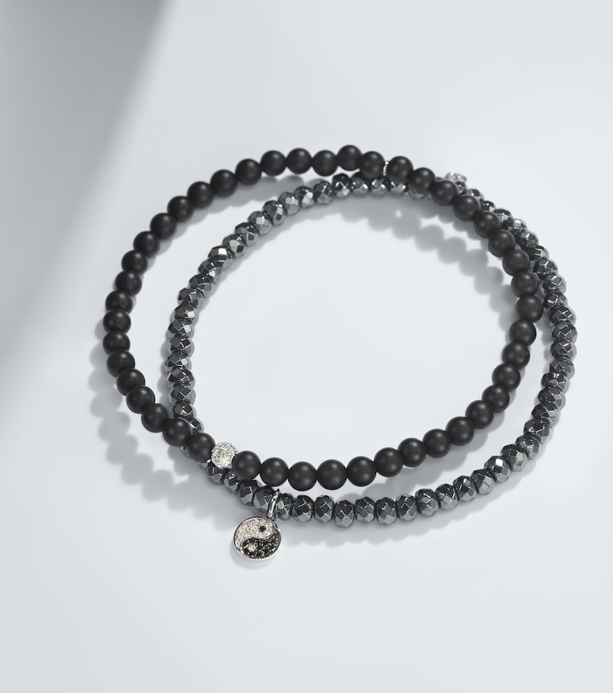 Set de 2 pulseras de oro blanco de 14 ct con diamantes y piedras - Sydney Evan - Modalova