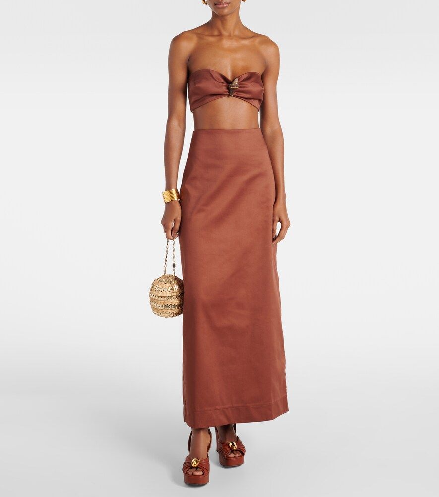 Shell-embellished cotton-blend bra top - Adriana Degreas - Modalova